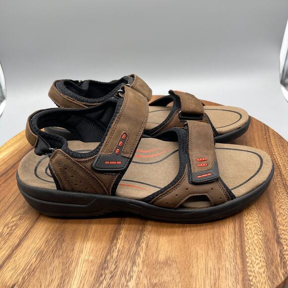 Orthofeet Cambria Sandals Mens 12 D Brown Leather Sport Walking Casual Comfort - Picture 1 of 8